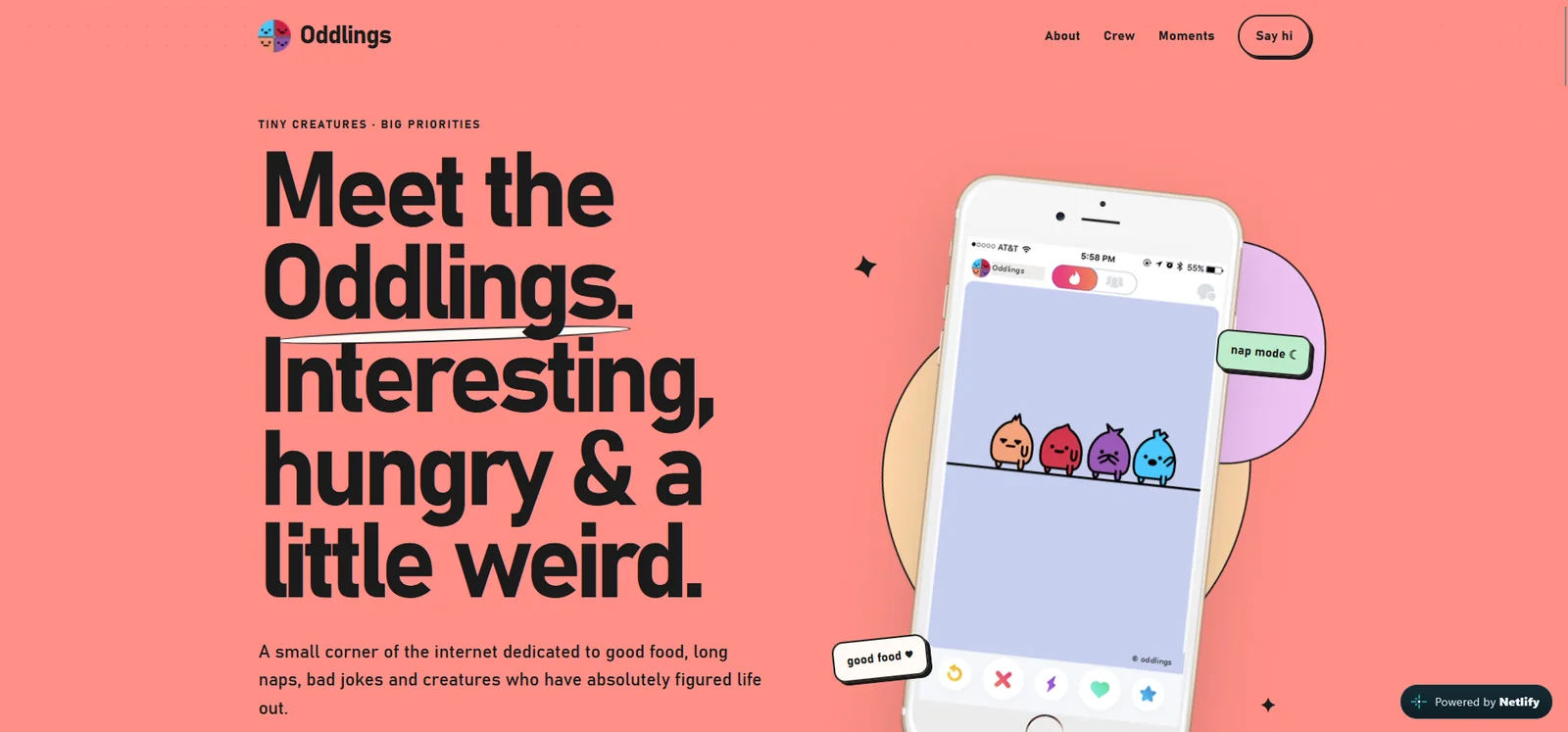 Oddlings website homepage