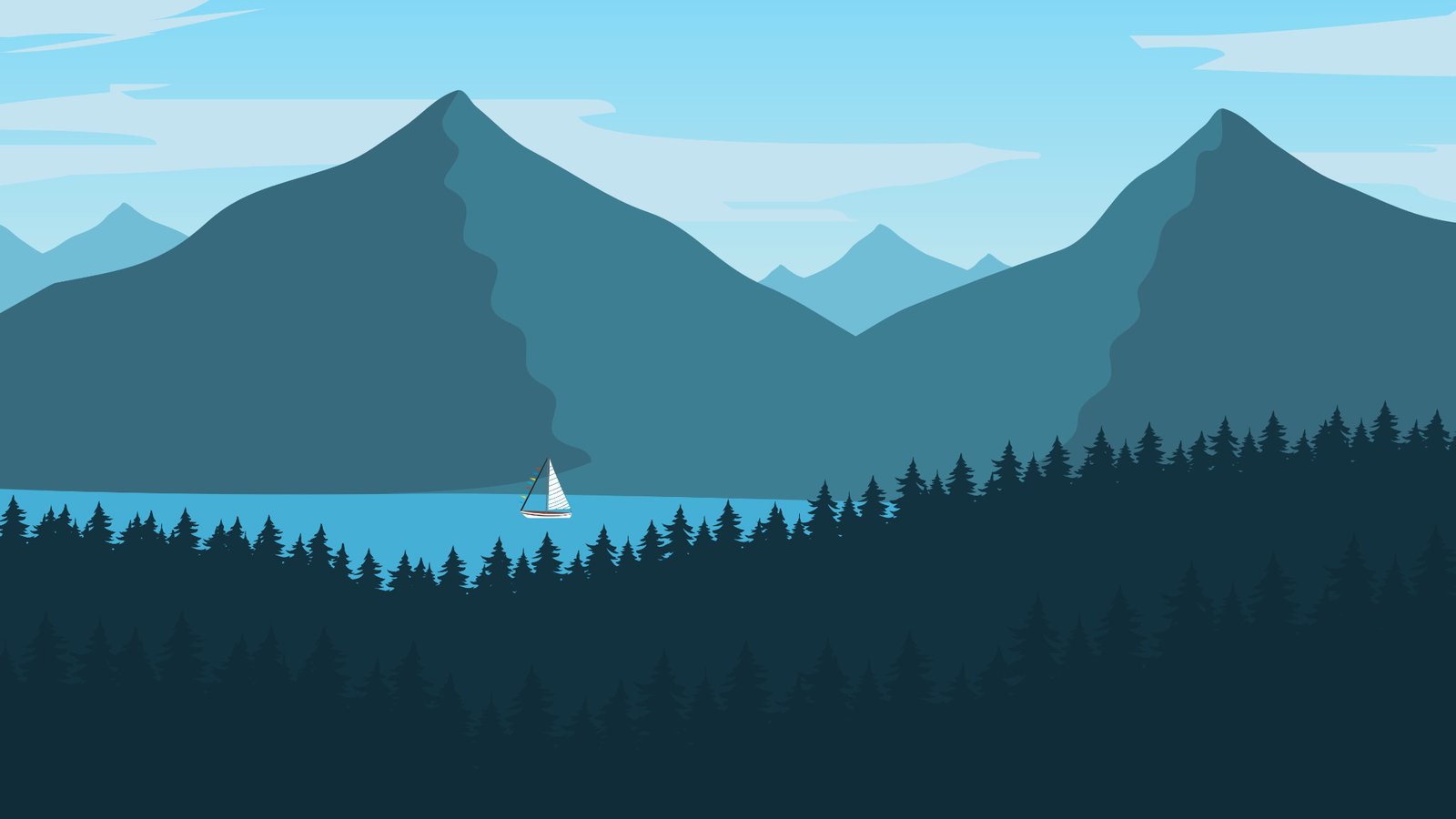 Mountain lake digital illustration